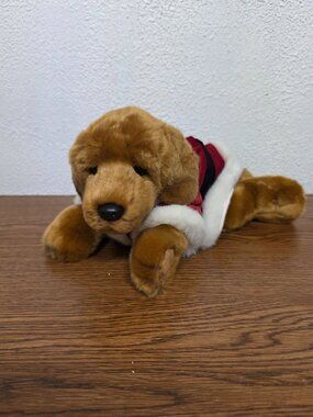 Plush Golden Retriever wearing Santa Coat 12" Stuffed Animal